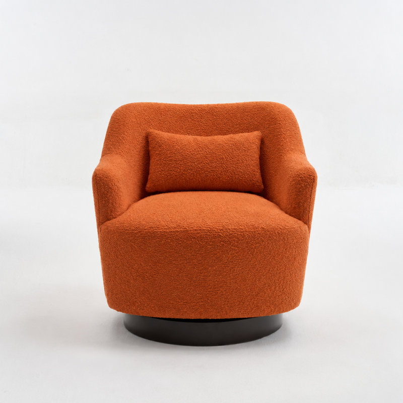 Fauteuil d'appoint moderne pivotant en tonneau pivotant avec rotation à 360 °, fauteuil Boucle, Orange