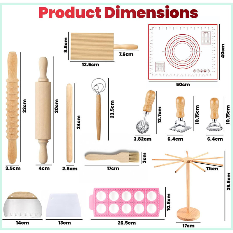Pasta Making Tools Set 14 PCS, Pasta Maker Kit with Drying Rack