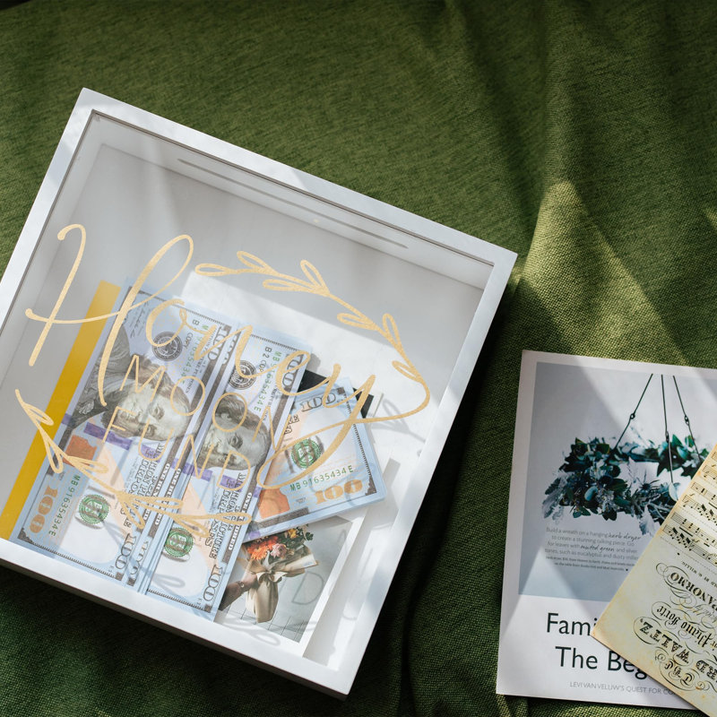 Honey Moon Fund Box And Card Rustic Box,Gift Card Box,White Wedding Box,Shadow Box