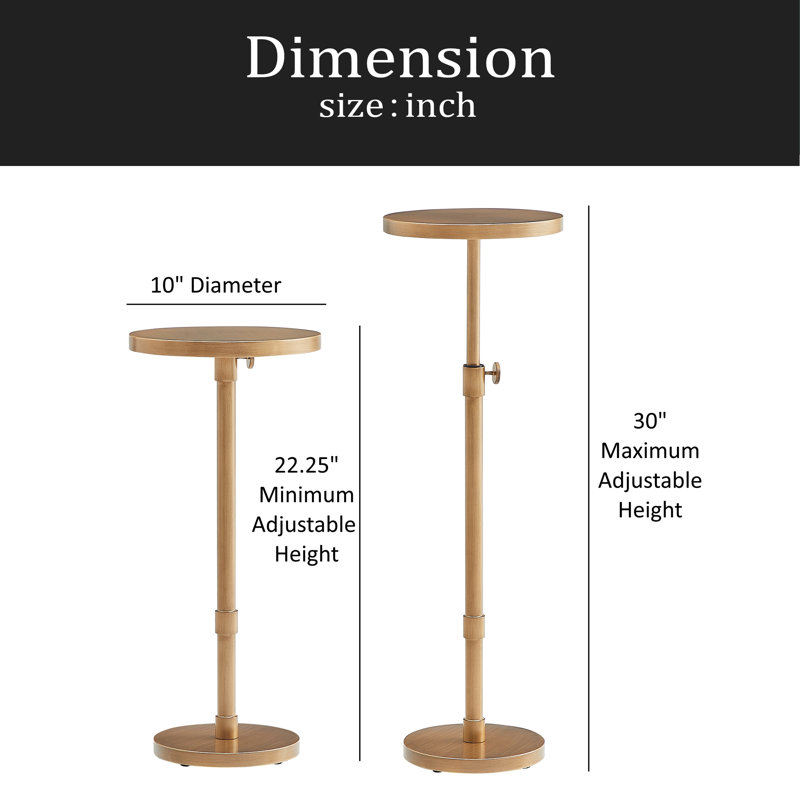 Antique Brass Adjustable Height Accent Table