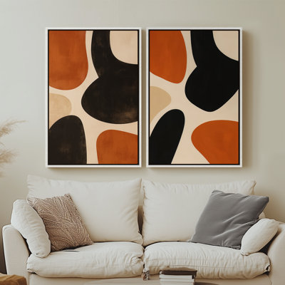 Framed Canvas Wall Art - Vintage Abstract Wall Prints for Bedroom