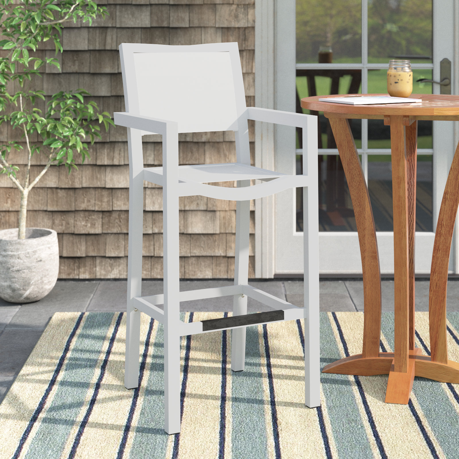 Poinsettia 47'' Aluminum Outdoor Bar Stool