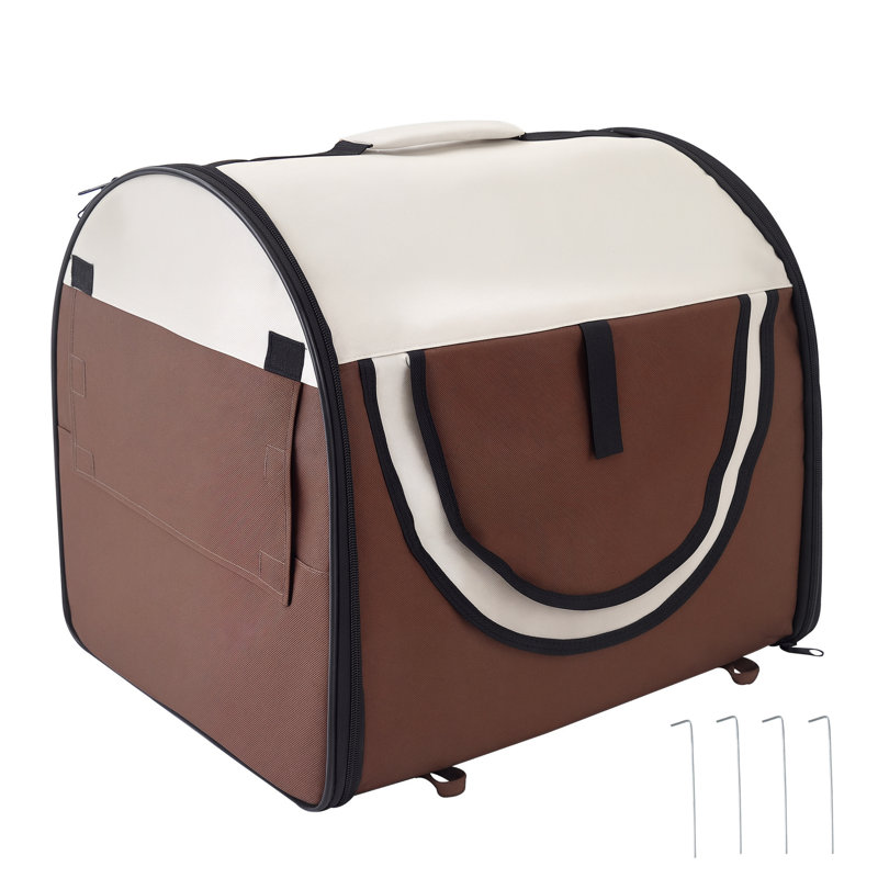 Misael Foldable Pet Carrier for Miniature Dogs 46L x 36W x 41H cm Brown, 41cm H x 46cm W x 36cm D, Brown