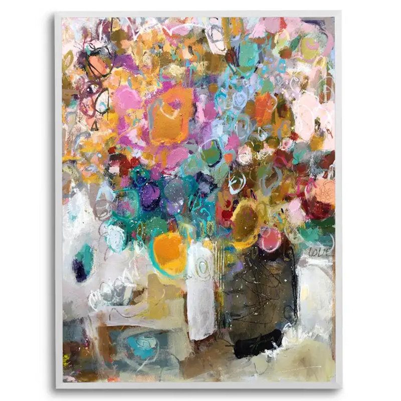 Retour à l'amour par Elizabeth Chapman - Peinture, Toile encadrée flottée blanche, Pas de tapis, H 26 po x l 20 po