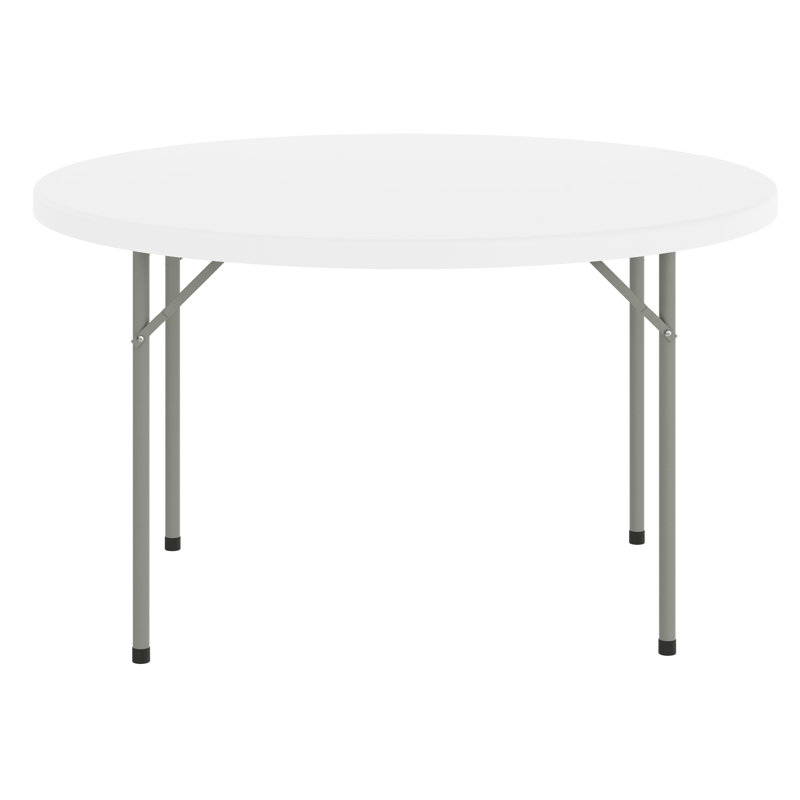 Table pliante en plastique Parker, H 29,25 po x L 48 po x l 48 po, Blanc/Noir