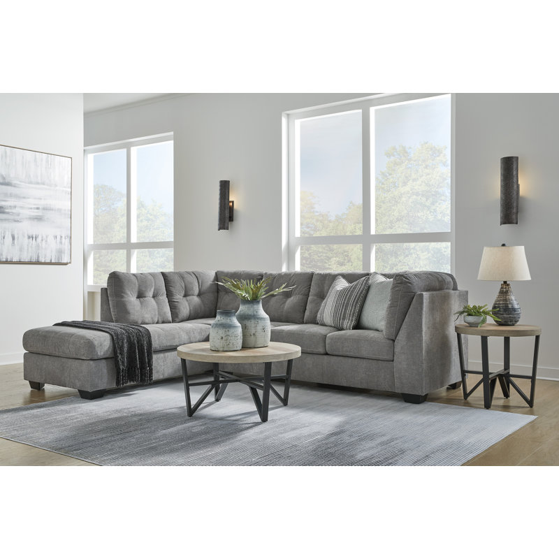 Marleton 2-Piece Sectional with Chaise, Left Hand Facing, Gray Polyester