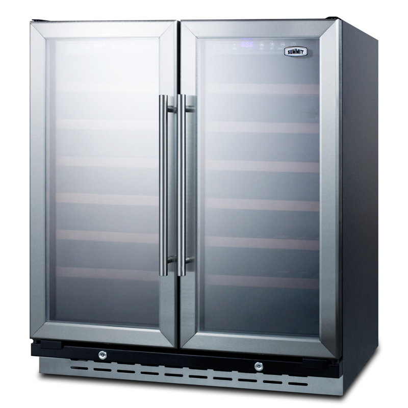 Summit 30" Stainless Steel Dual Zone Wine Cellar with Glass Doors