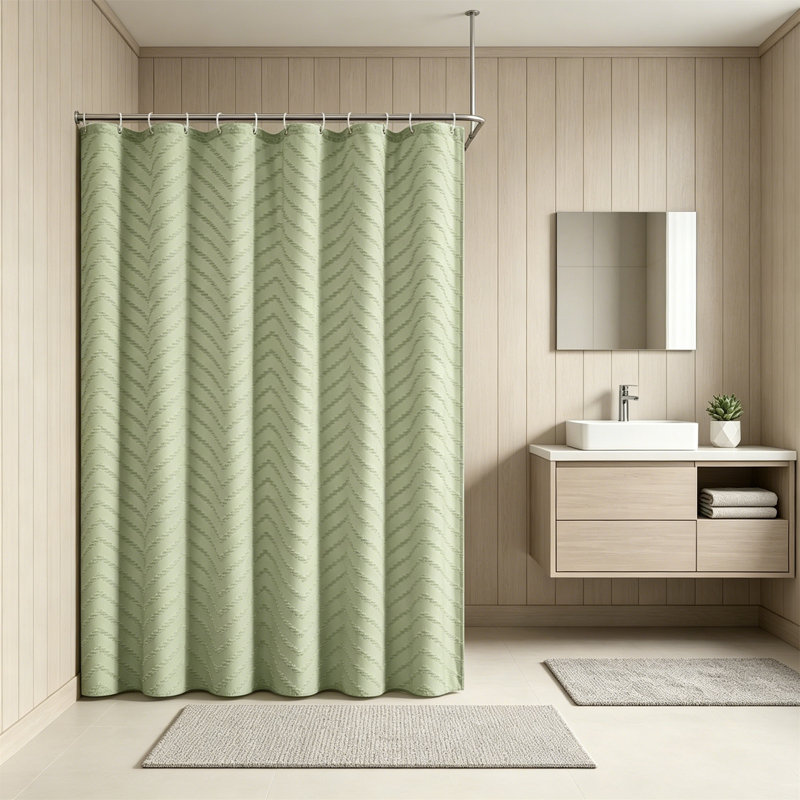 Rideau de douche Boho Modern Farmhouse, Vert
