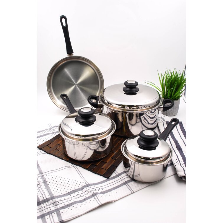 Tuxton Home Reno 7 Piece Cookware Set; Stainless Steel, PFTE & PFOA Free, Freeze