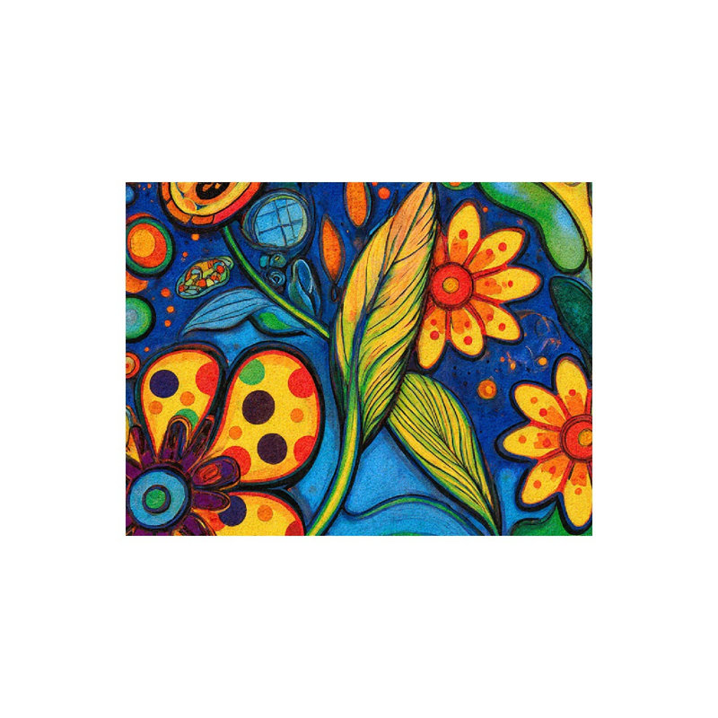 Tapis de bain multicolore à motif floral 36 x 24