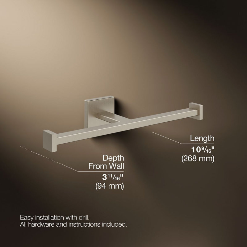 Square Double Toilet Paper Holder, Vibrant Brushed Nickel