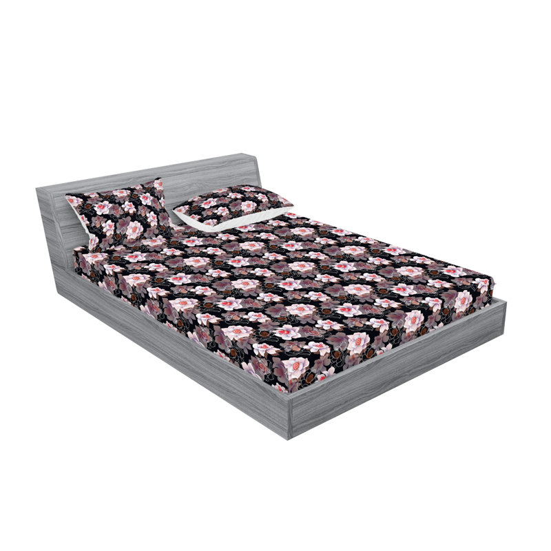 Drap-housse et taie décorative Ambesonne, Ensemble de draps pour lit double avec 2 taies d'o