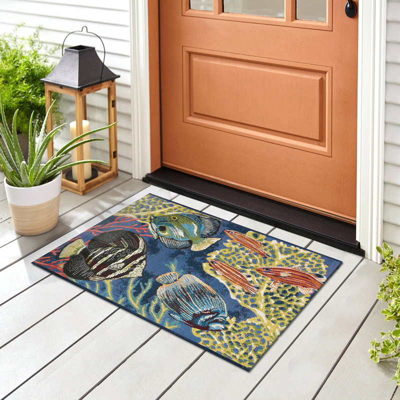 Tapis de cuisine Nicodemus, Bleu marine, Rectangle 2 pi x 2 pi 10 po
