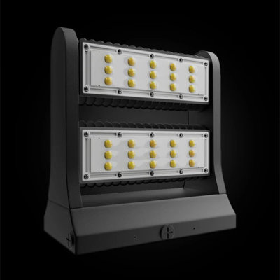 80W LED Wall Pack Light Fixture with Adjustable Head Commercial Security Lighting 10800 Lumens IP65 Waterproof Outdoor Lights for Warehouse Yard 5700K Cool White Pack of 2