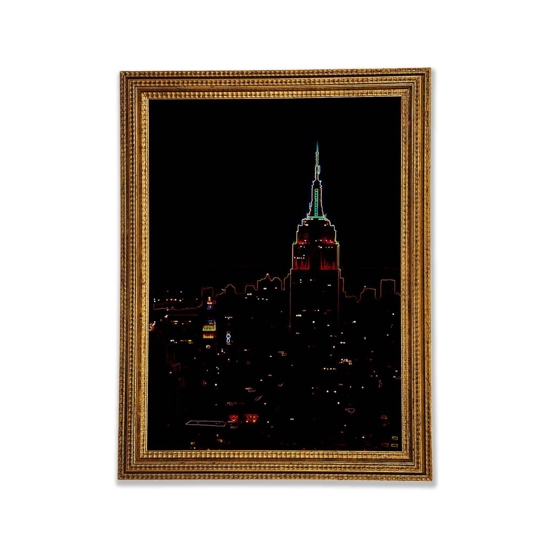 Empire State Neon Gerahmter Druck