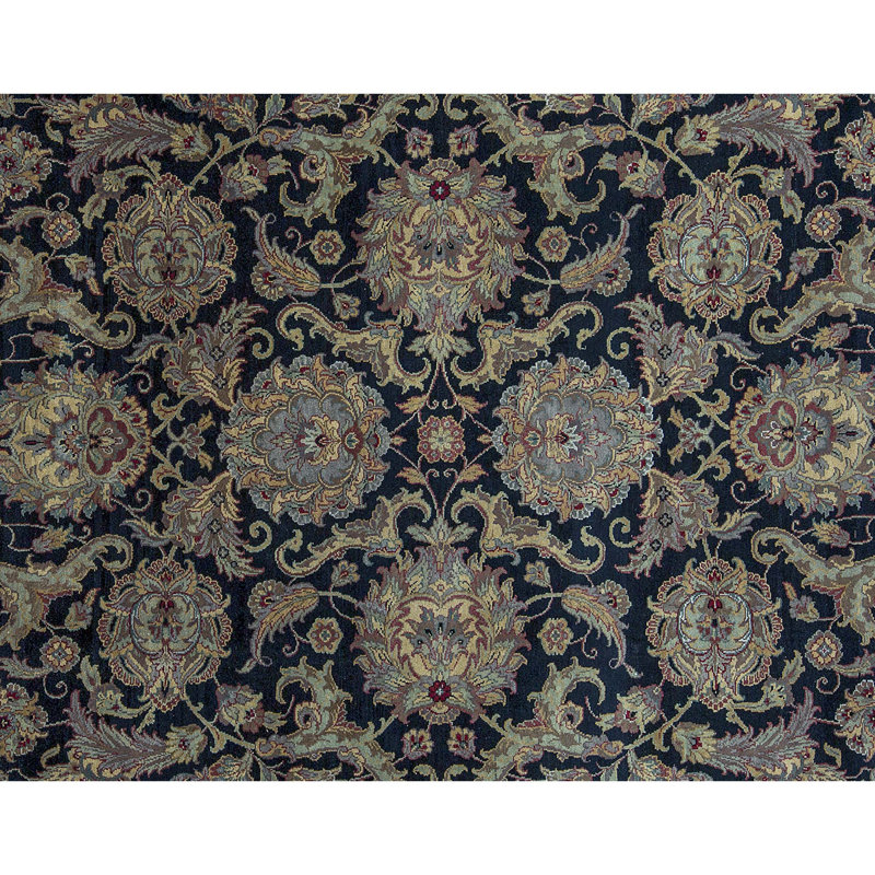 Hand-Knotted High-Quality Black and Red Area Rug