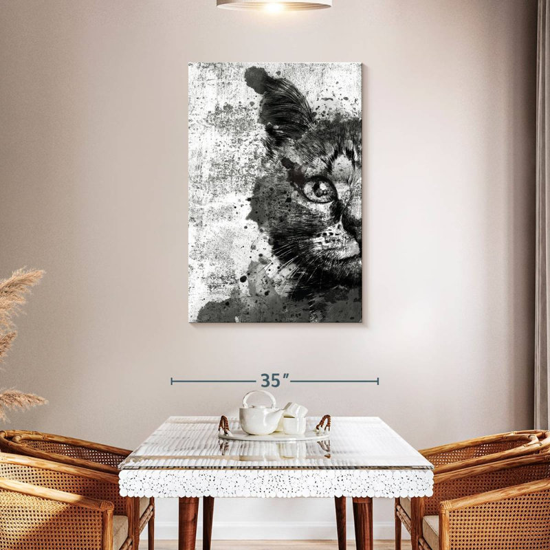 Brampt Cat Face Black And White, 45" H x 30" W