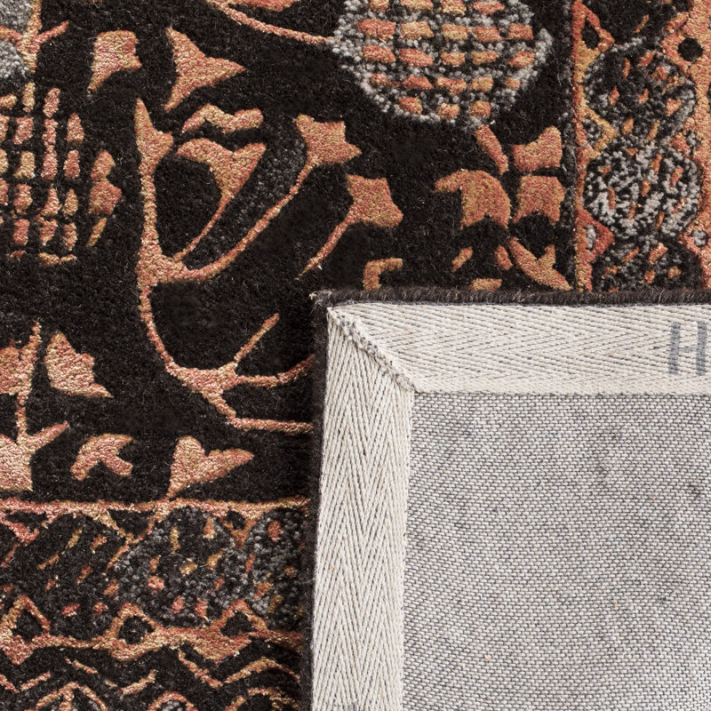 Tapis touffeté à la main brun / rouille saphir, Rond 6 pi