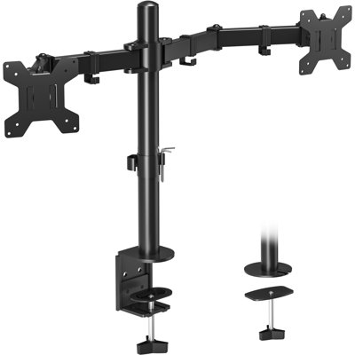 Aerilynn Dual Monitor Stand For 13-27 Inch Monitor, Height Adjustable Monitor Arm, Tilt, Swivel, Rotate Double Arm PC Computer Monitor Desk Mount