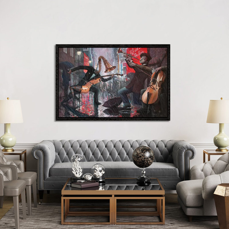 Life Is A Dance In The Rain V by Adrian Borda - Print on Canvas, Black Framed Canvas, 152.5 cm H x 101.5 cm W
