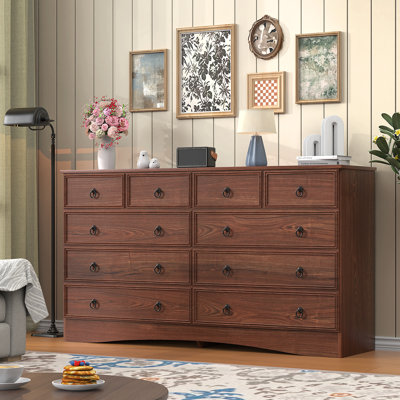 Commode 10 tiroirs pour chambre à coucher, meuble télé pour commode, commode pour rangement et rangement, merisier