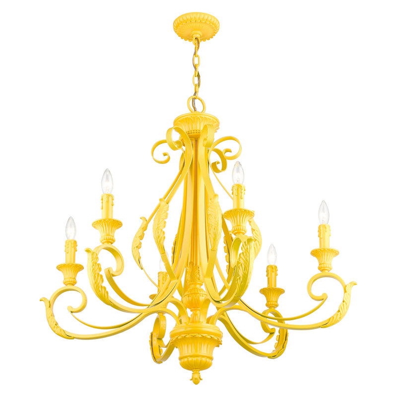 Aminul 6 - Light Dimmable Empire Chandelier, Shiny Yellow