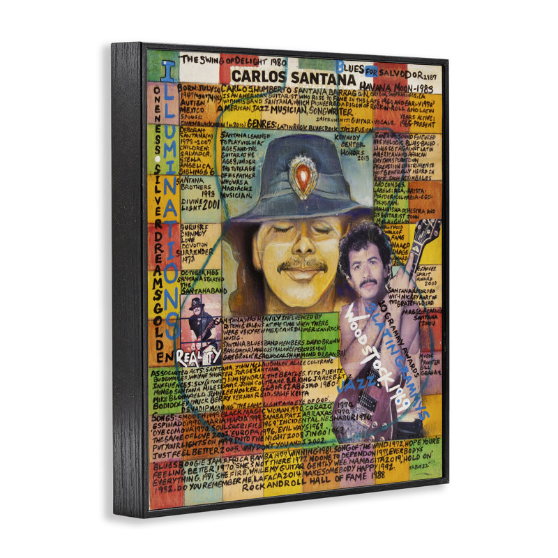 «Carlos Santana Collage», estampe numérique encadrée par Sabin, Giclée encadrée noir minuit, H 20 po x l 16 po