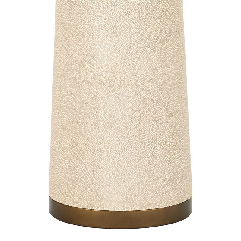 Galuchat LED Floor Lamp, Ivory Faux Shagreen, Brass