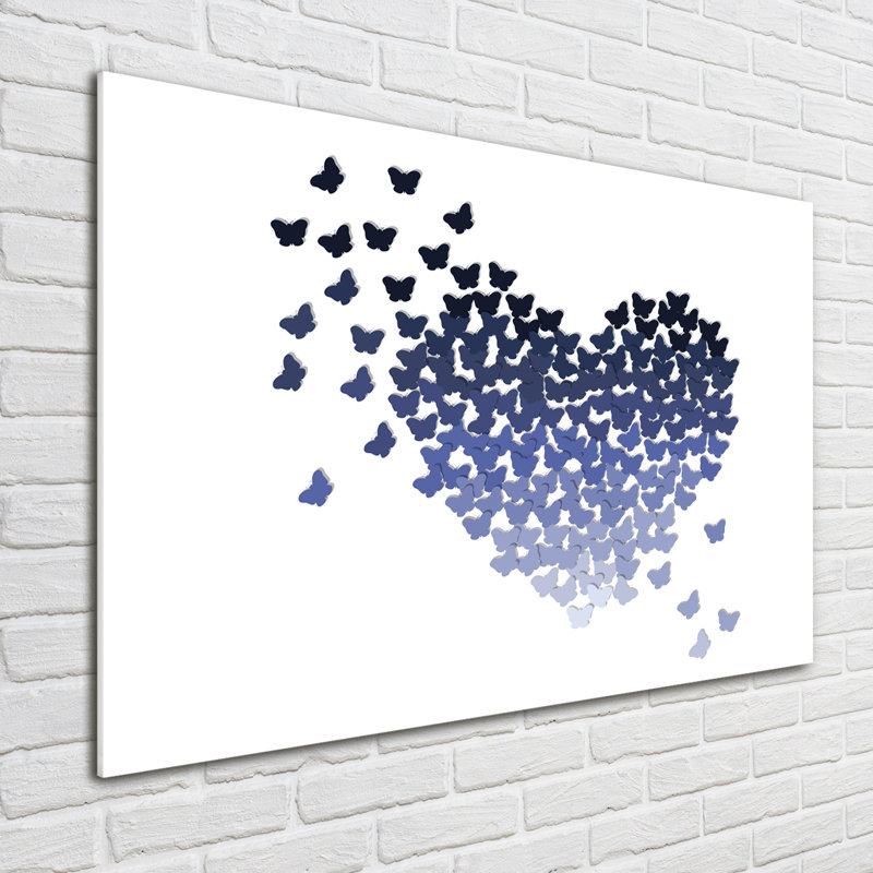 Heart From Butterflies - No Frame Print on Glass