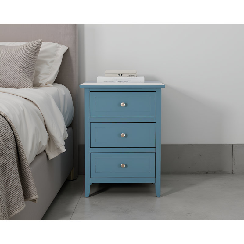 Lublin Teal 3 Drawers Nightstand, Teal