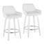 Tabouret de comptoir à hauteur fixe avec pivot en bois et similicuir avec repose-pieds rond chromé - ensemble de 2-782889633