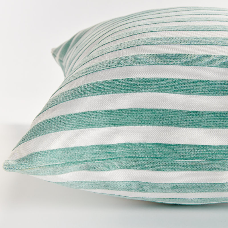 Striped Indoor/Outdoor Reversible Throw Pillow, Seafoam, Square 24"