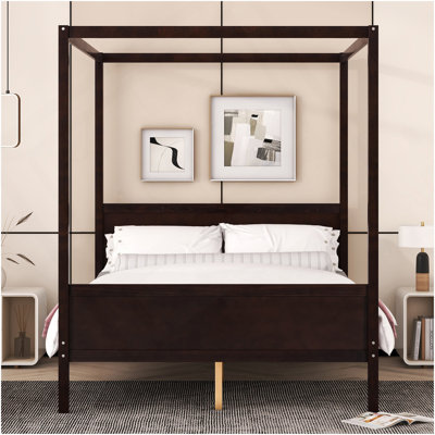 Canopy Platform Bed With Headboard And Footboard,Slat Support Leg - 