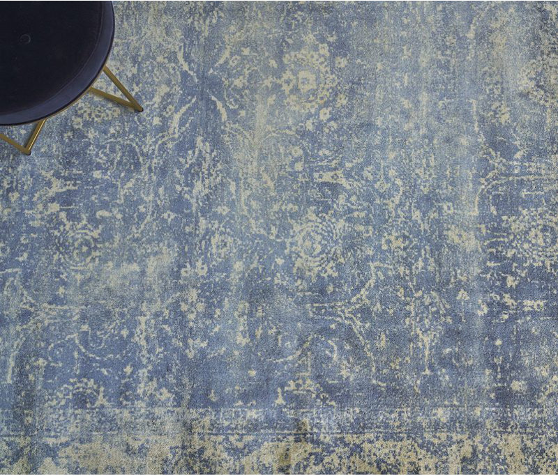 Cassina Oriental Hand Loomed Denim/Gold Area Rug, Rectangle 10' x 14'
