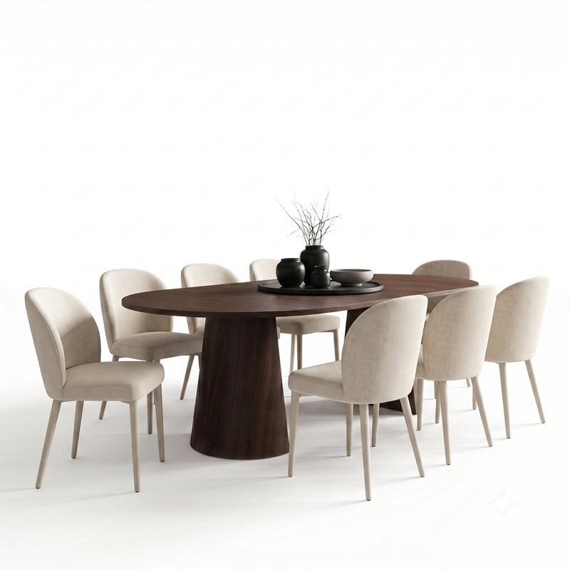 Ensemble de salle à manger extensible Modern 47 "à 83" avec chaises rembourrées en chenille, 9 pièces : table, 8 chaises