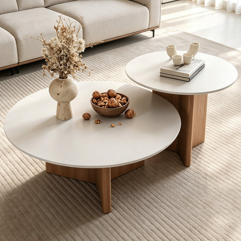 Touvell, H 14,96 po x l 35,43 po x P 35,43 po, Flat, White Top/Nut-brown Base