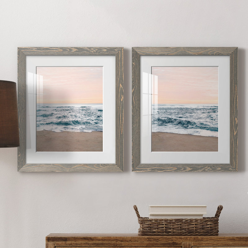 Turning Tides I - ensemble de 2 reproductions de photos, H 20 po x l 17 po x P 1 po, Cadre en papier gris, Blanc