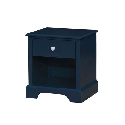 Table de chevet en bois bleue pour chambre à coucher - Mobilier de loisirs créatifs, 1 tiroir et tablette inférieure