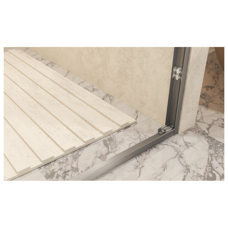 Porte de douche pivotante de 50 à 54 po x 72 po avec cadre en nickel brossé et film antidéflagrant, Brushed Nickel