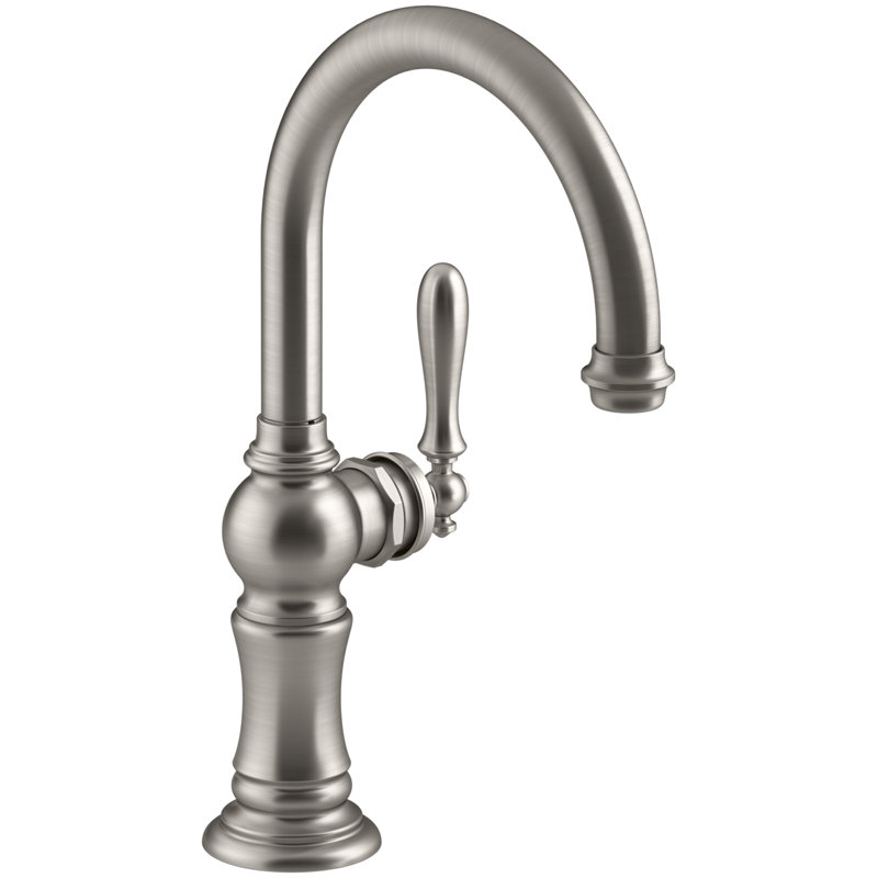 Artifacts Single-Hole Bar Faucet with Supply Lines, Vibrant Stainless