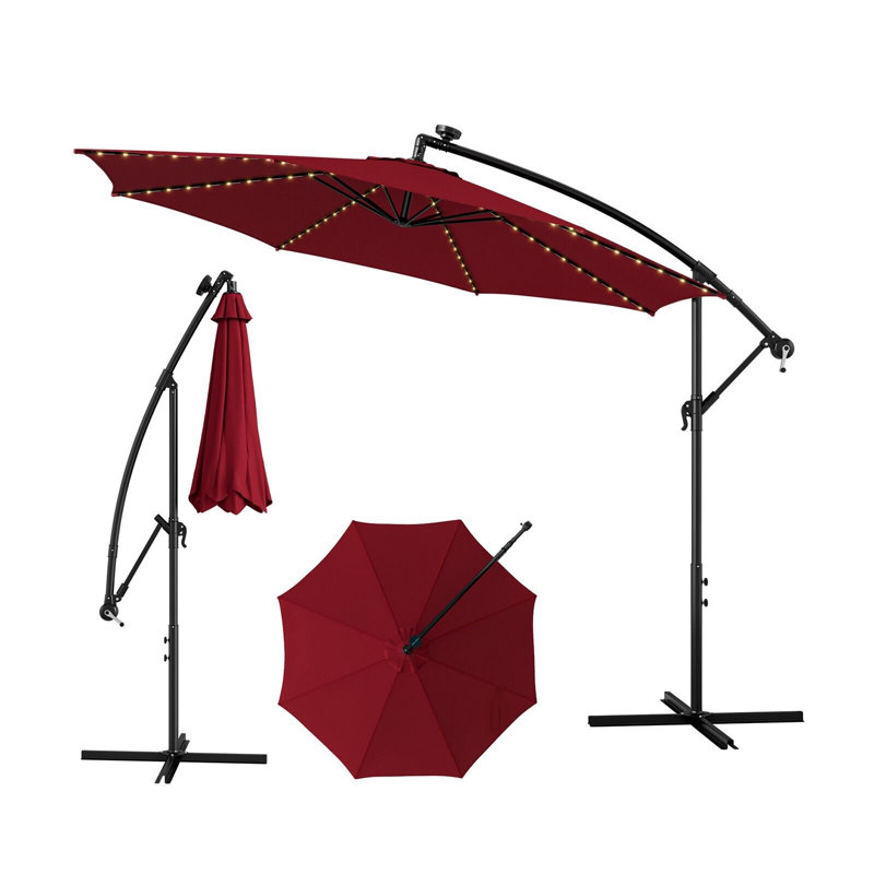 Chanie 119.29cm Lighted Cantilever Parasol, Red