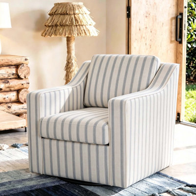 Bronnen Upholstered Swivel Accent Chair with Removable Back and Seat Cushions
