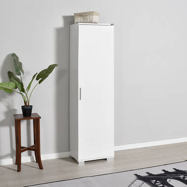 17W Tall Narrow Storage Cabinet with Door and Shelves in White Bush Furniture