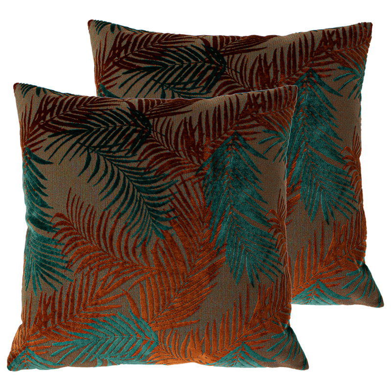 Floral Square Scatter Cushion, Teal/Rust