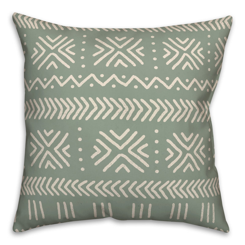 Sage Mudcloth Square Pillow Cover & Insert