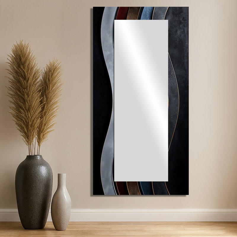 Abstract Fractal Whispers Of Dark Color  - Modern Accent Wall Mirror - Printed On Metal, 28" x 55"