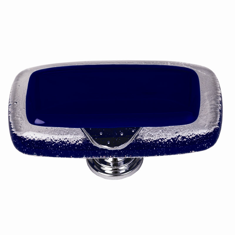 Poignée rectangulaire de 2 po de longueur, Nickel satiné, Bleu cobalt profond
