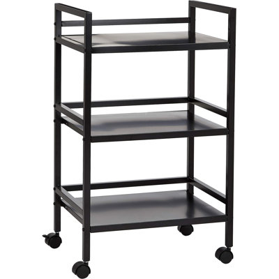 3-Tier Metal Rolling Cart, Black