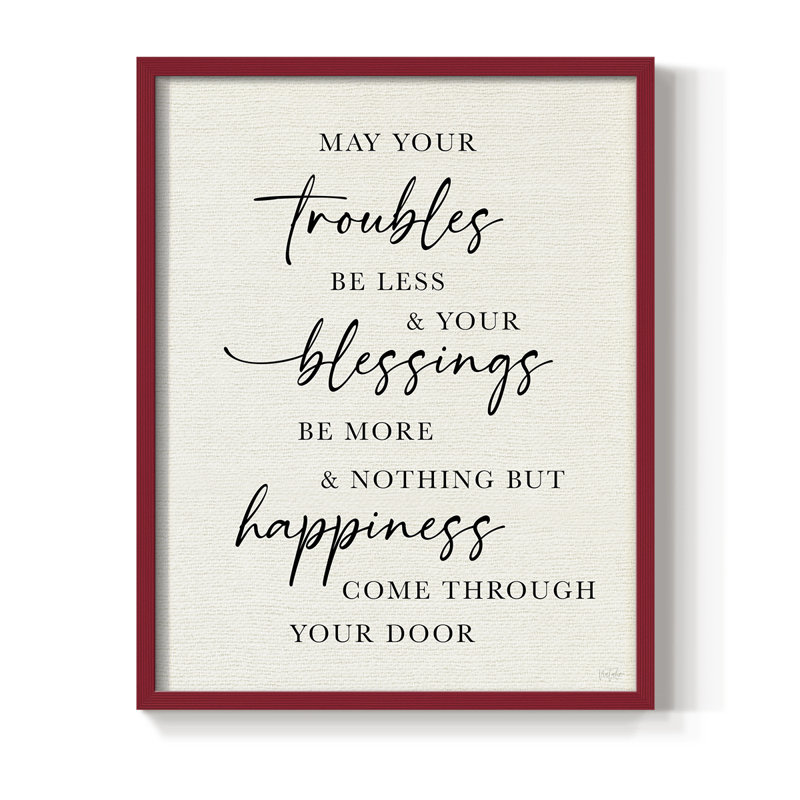 Less Troubles Framed Print - Solid Wood, 11" H x 9" W, Red