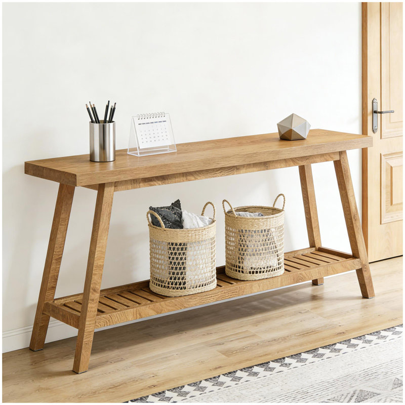 2-Tier Entryway Table,Sofa Table,Space-Saving Console Table, Natural